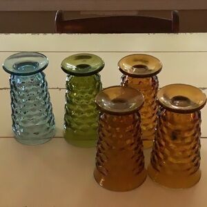 Indiana Whitehall Colony Amber Green Glass Glasses 6” Iced Tea Tumbler